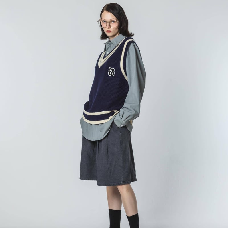 Knit Vest - ネイビー Knit Vest - ネイビー | harapeco Store