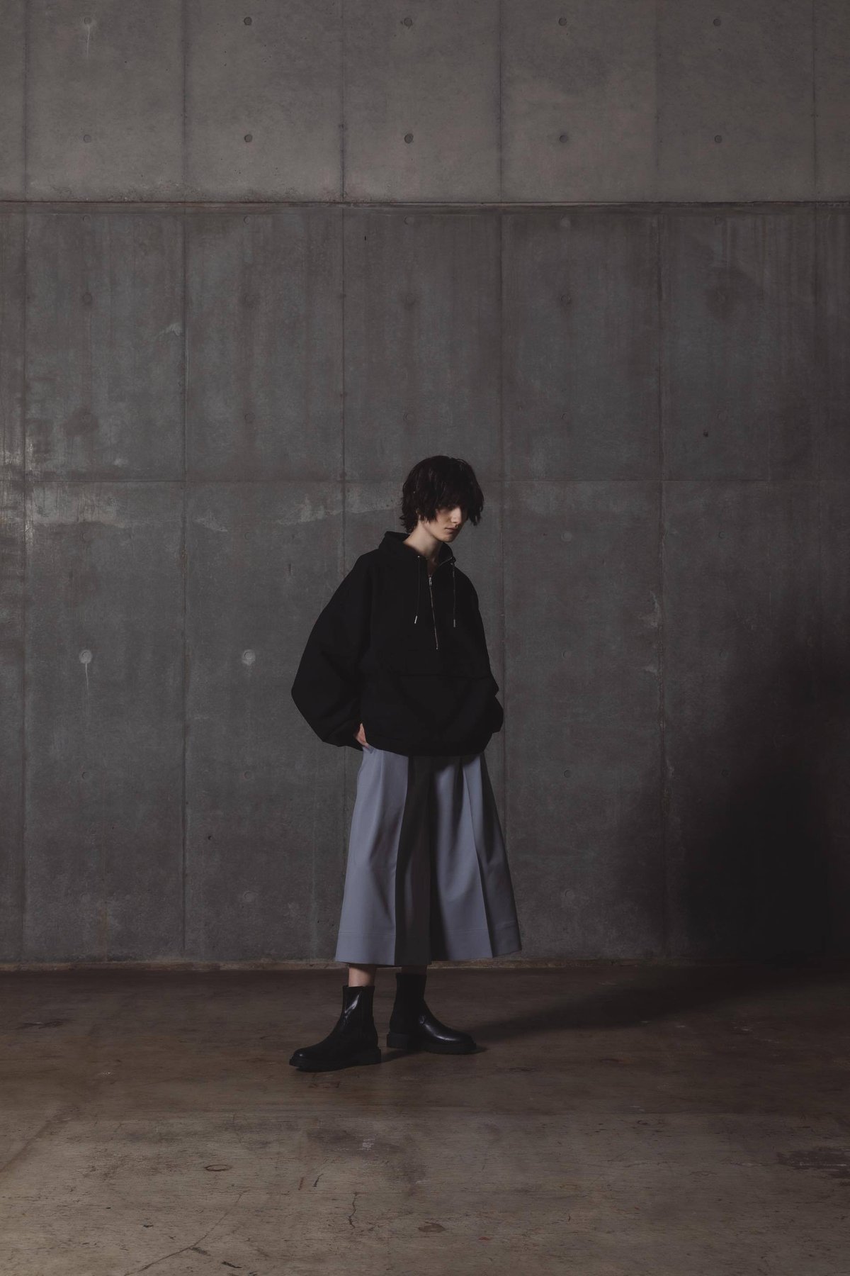 Center Press Wide-Pants(23ver.)-グレー | harapeco