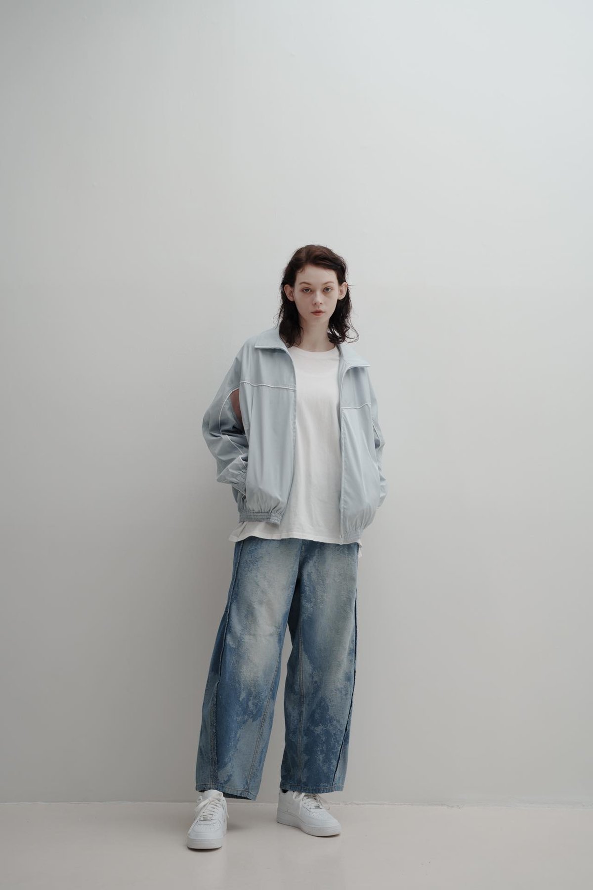 た*ぬ様 harapeco Suede blouson Vintage Pink Color Suede blouson-25SS- - スカイブルー | harapeco S