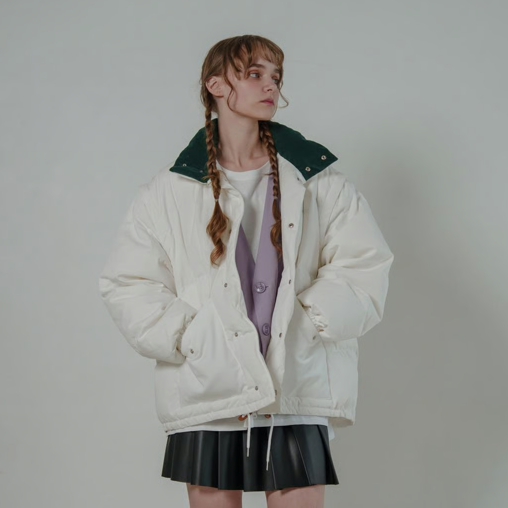 harapeco Stand Collar Down Jacket - ホワイト Stand Collar Down Jacket - ホワイト | harapeco Store