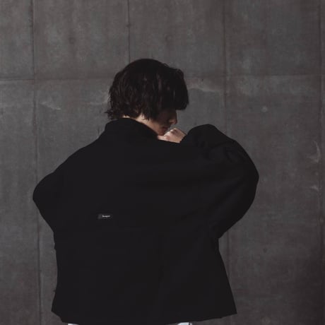 Half Zip Twill Pull over-ブラック