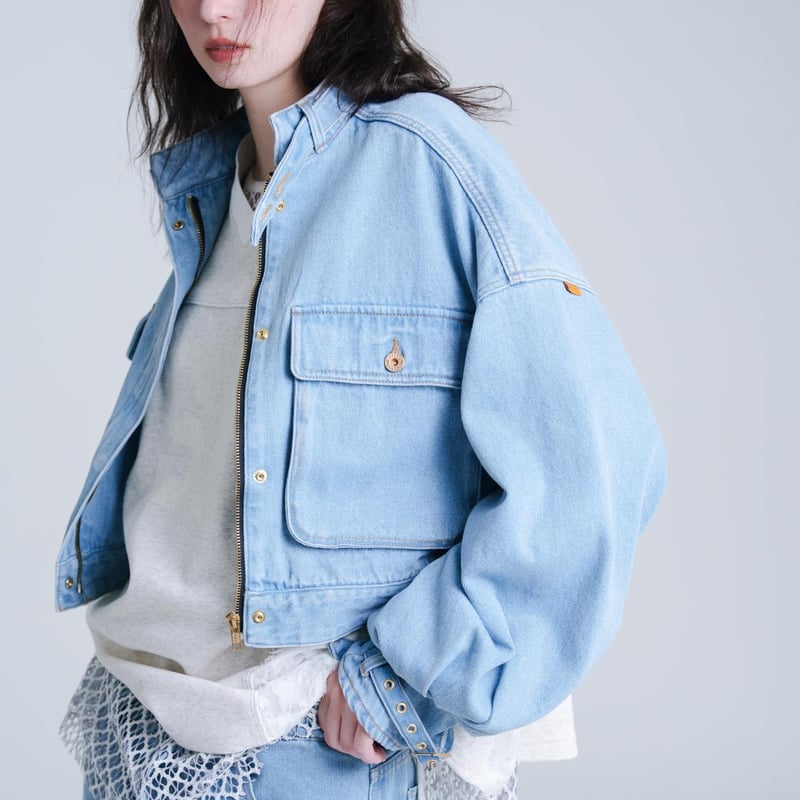Balloon Arm Denim Jacket - スカイブルー | harapeco Store