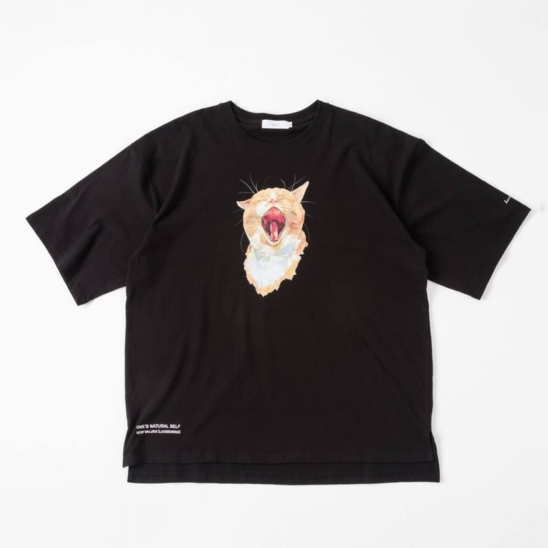 Neko Tee （Akubi）-ブラック | harapeco Store