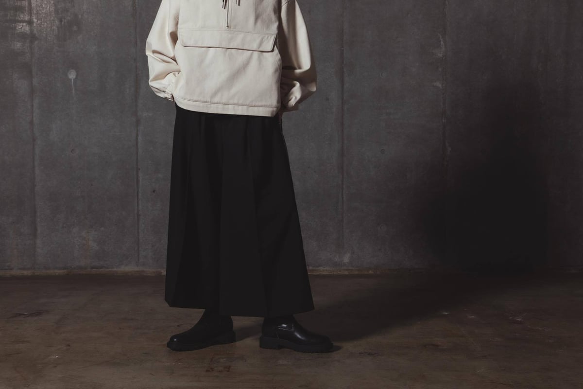 Center Press Wide-Pants(23ver.)-ブラック | harapeco