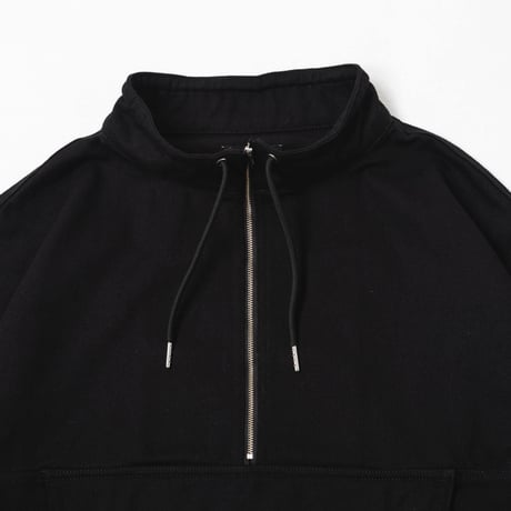 Half Zip Twill Pull over-ブラック
