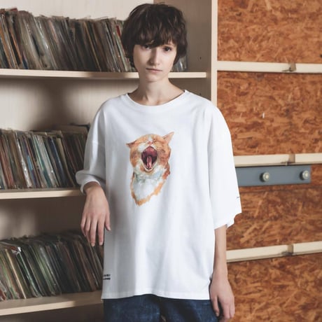 Neko Tee （Akubi）-ホワイト