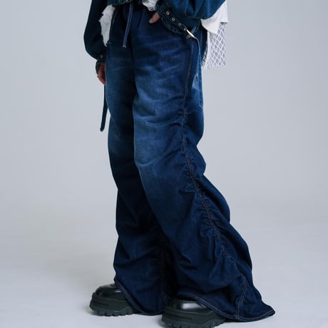 Drape-like Denim Pants - ブルー