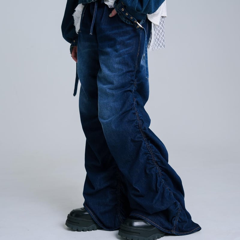 Drape-like Denim Pants - ブルー | harapeco Store
