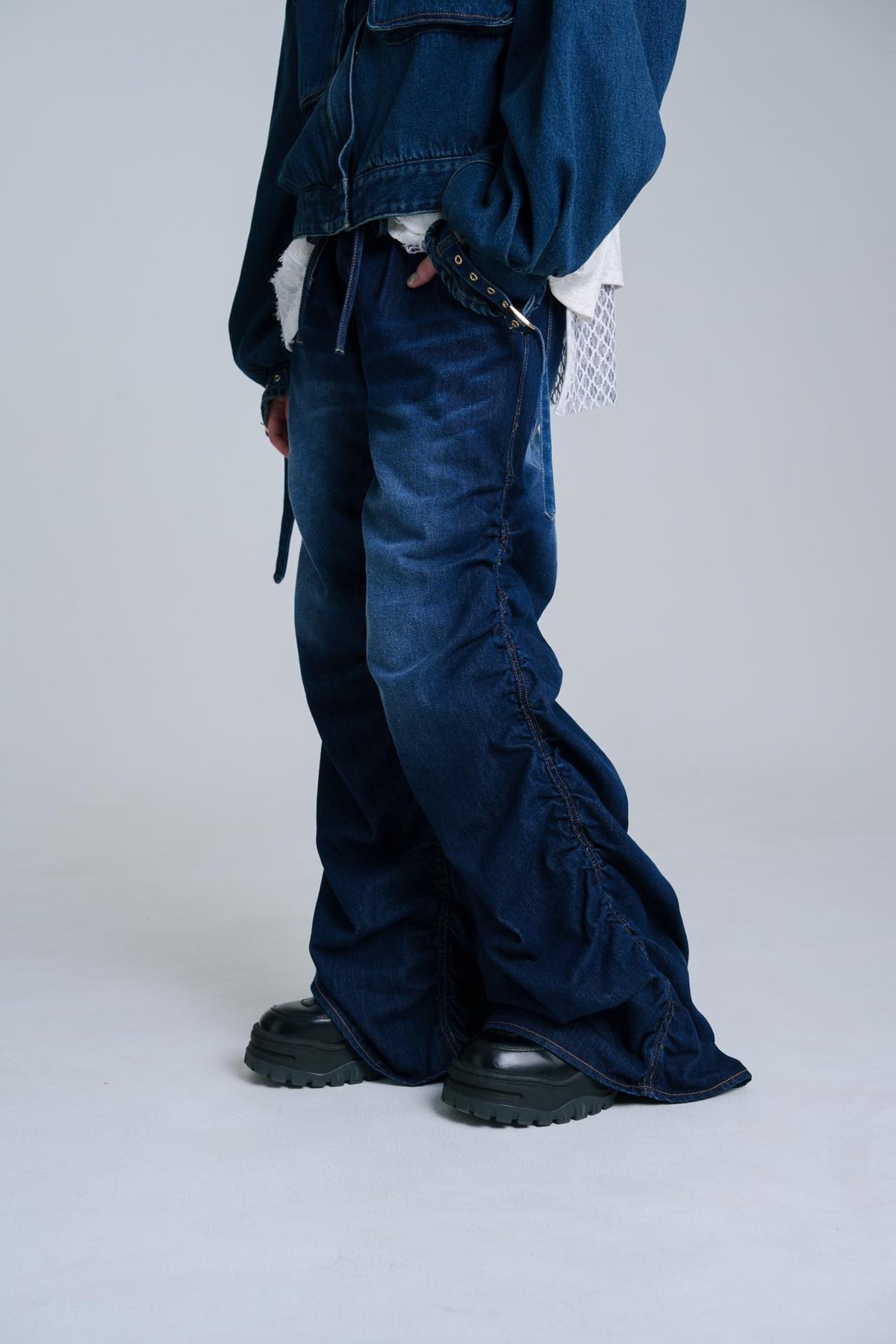 【完売品✨】Harapeco Denim pants ブルー Drape-like Denim Pants - ブルー | harapeco Store