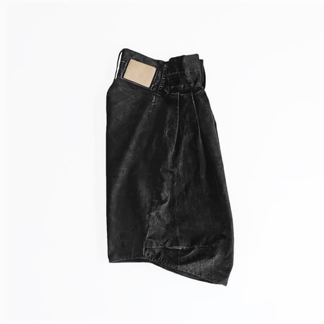 Washed-DEFORMED HALF PANTS - ブラック