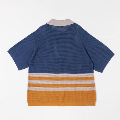 KNIT POLO - ブルー