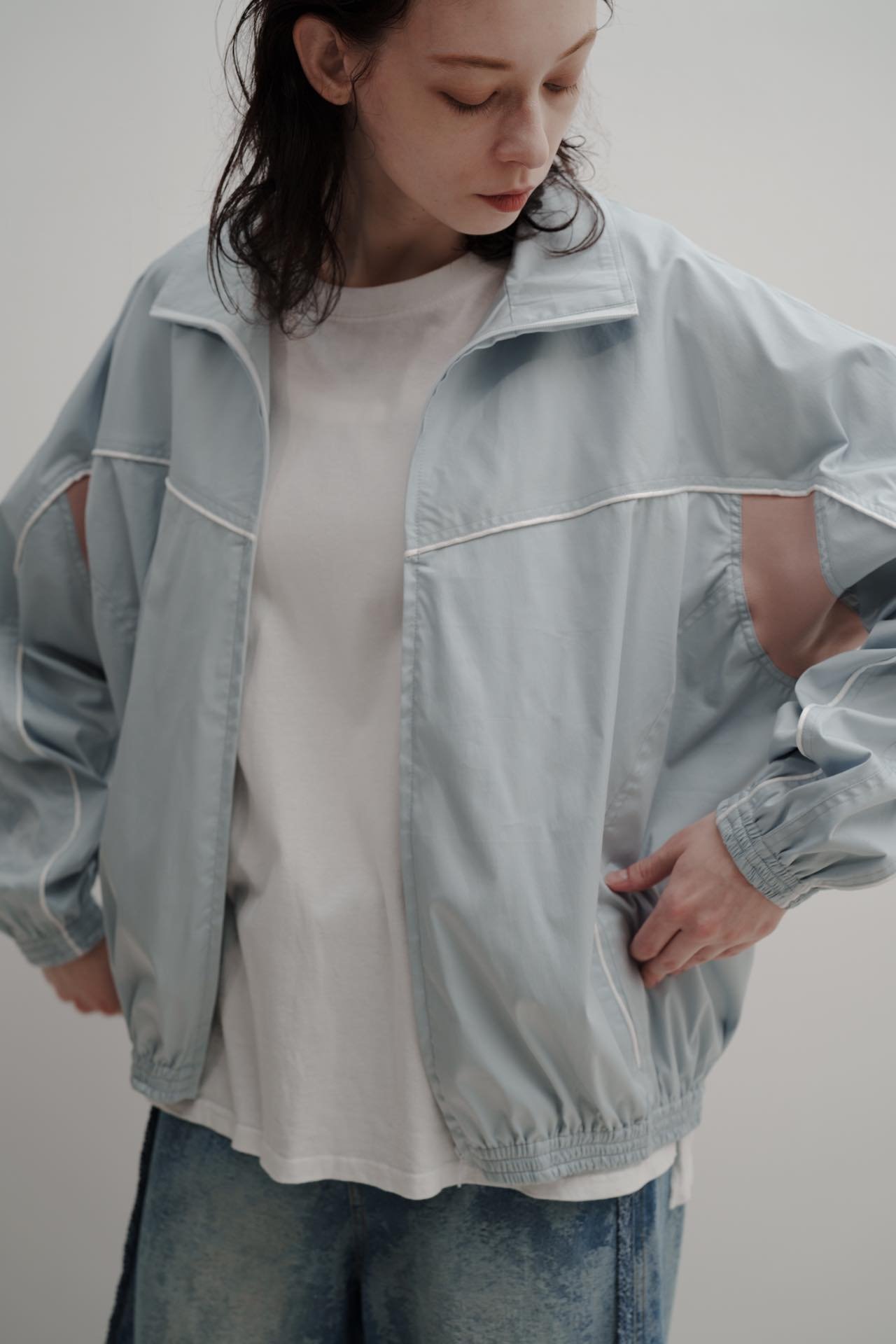 harapeco 25ss Color Suede blouson-スカイブルー Color Suede blouson-25SS- - スカイブルー | harapeco S