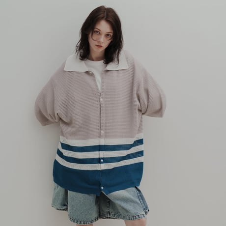 KNIT POLO - グレーベージュ