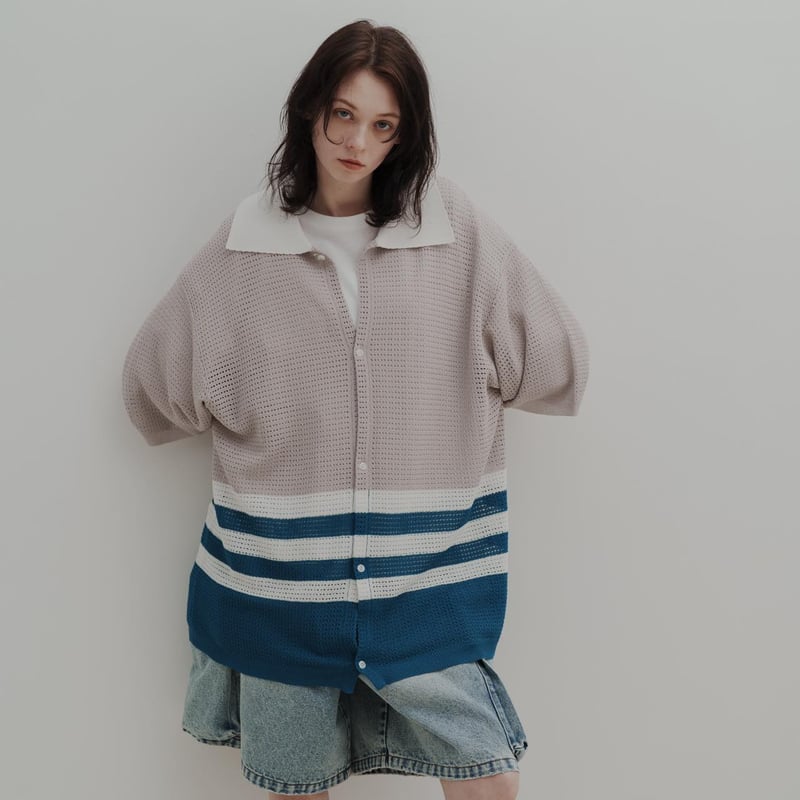 harapeco KNIT POLO - ブルー　eve harapeco KNIT POLO - ブルー eve KNIT POLO - ブルー | harapeco Store