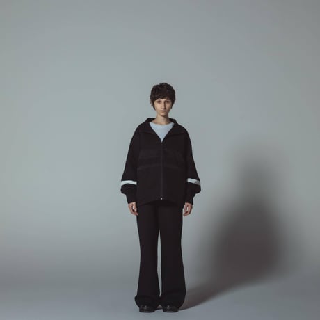 [e]Zip Line Jacquard Jacket-ブラック×オレンジ