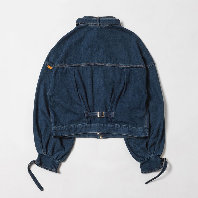 デニムブルー バルーン袖ジャケット Balloon Arm Denim Jacket - ブルー | harapeco Store