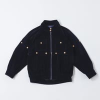 Button Design Velour DenimJacket - ネイビー