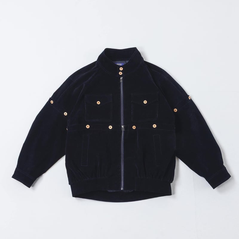 Button Design Velour DenimJacket - ネイビー | harap