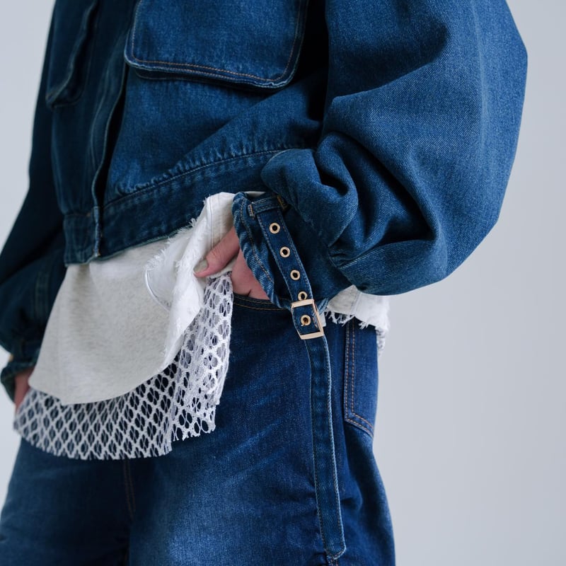 Balloon Arm Denim Jacket - ブルー | harapeco Store