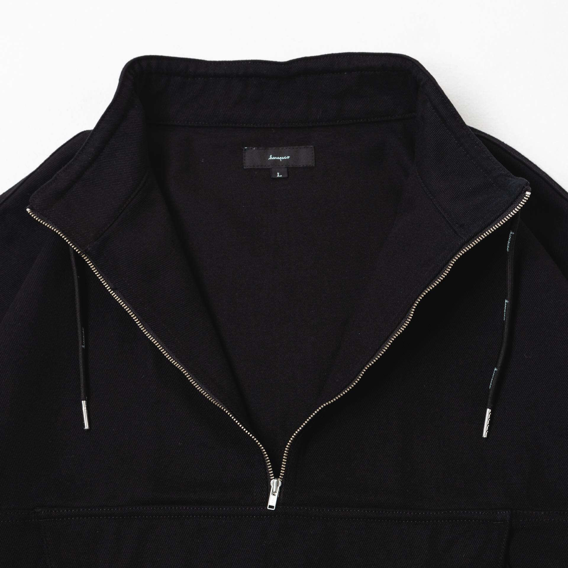 Half Zip Twill Pull over-ブラック | harapeco Store