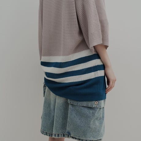 KNIT POLO - グレーベージュ