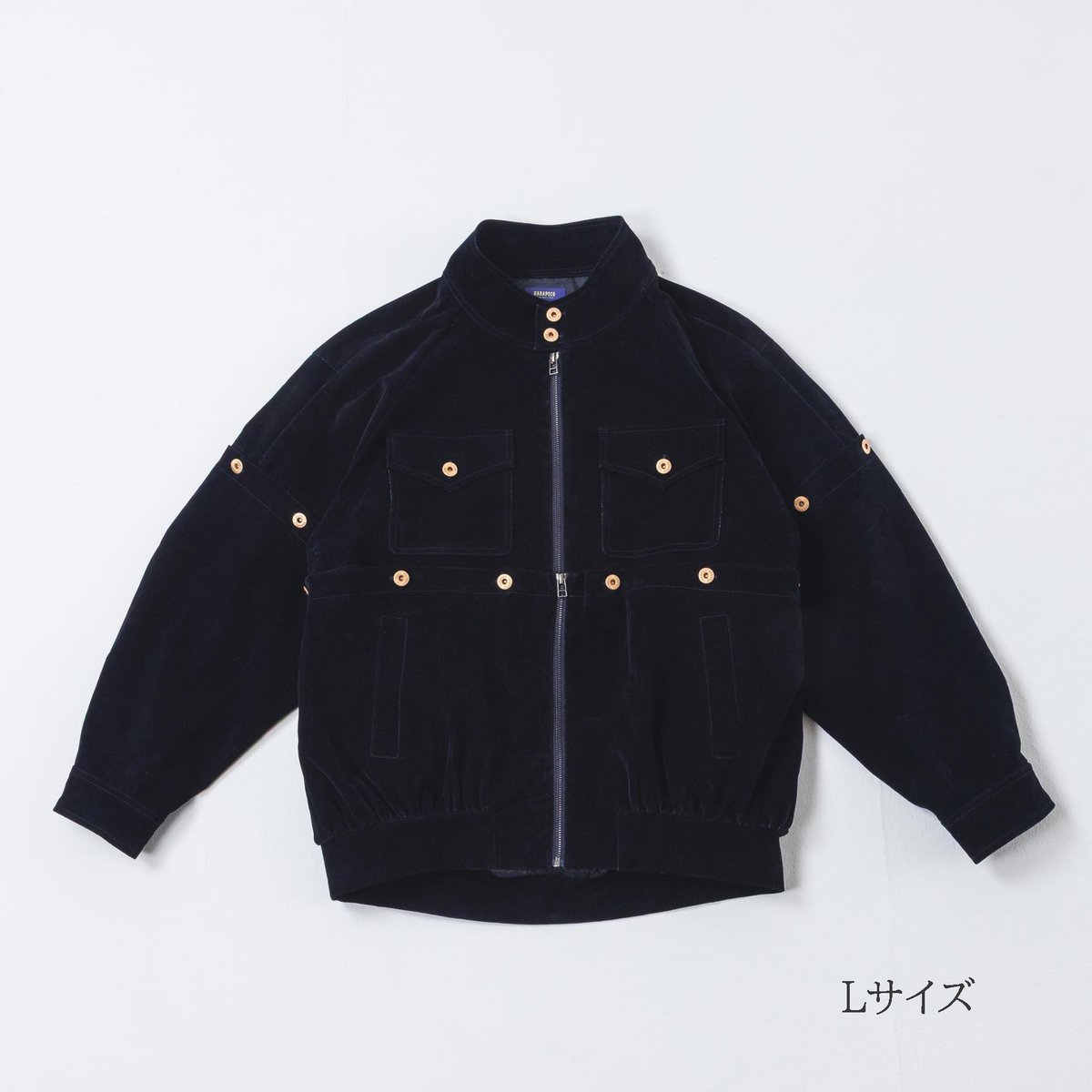 Button Design Velour DenimJacket - ネイビー | harap