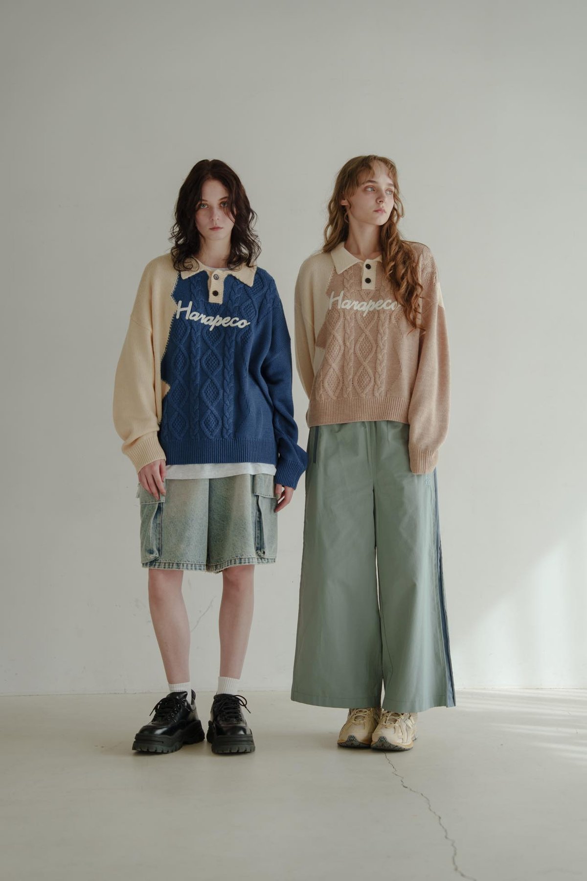 Bicolor Button Knit - ブルー | harapeco Store