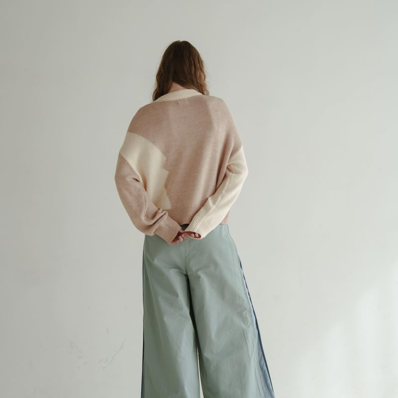 Bicolor Button Knit - ベージュ | harapeco Store