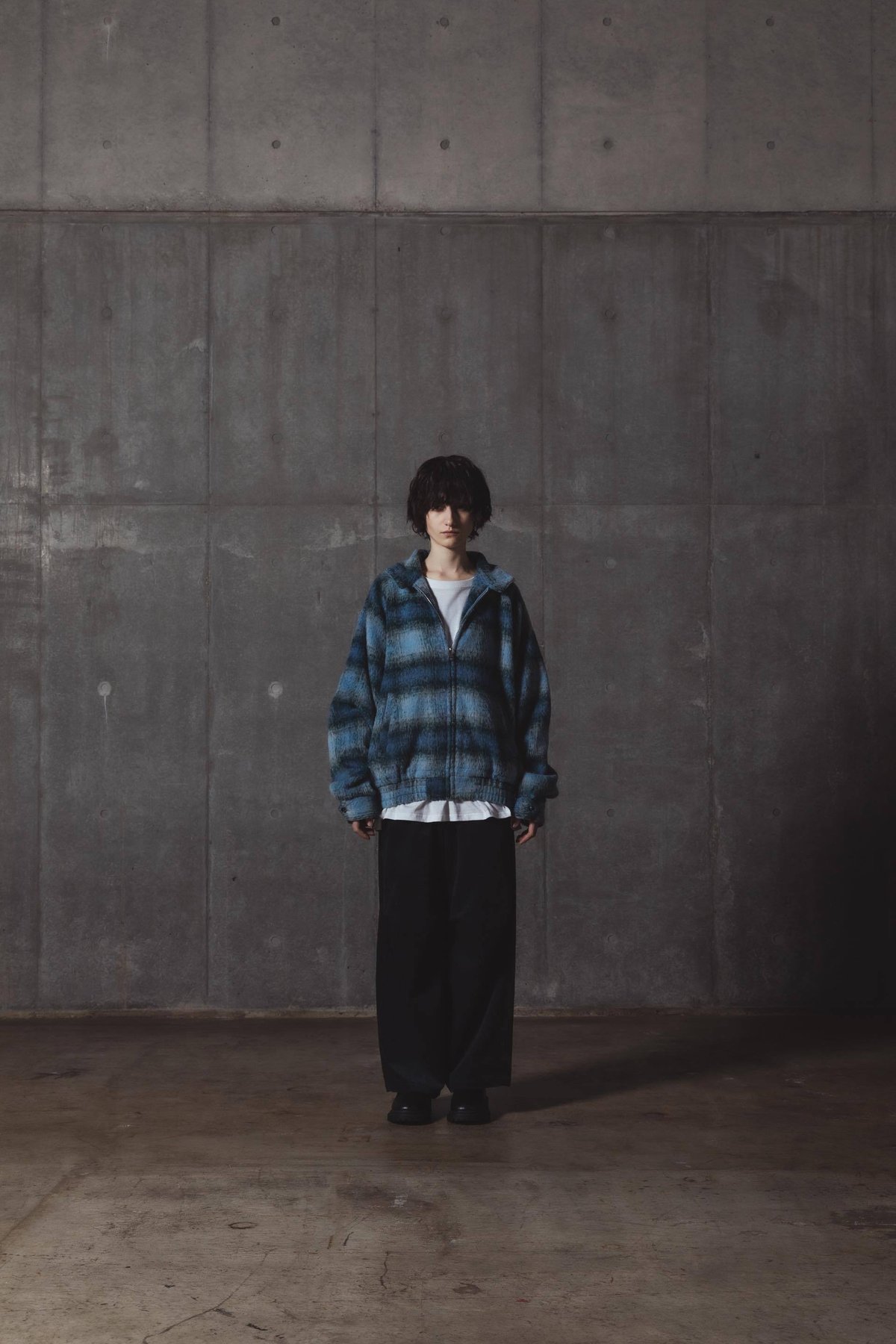 Checked Outer Jacket-ブルー | harapeco Store