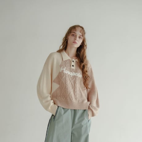 Bicolor Button Knit - ベージュ