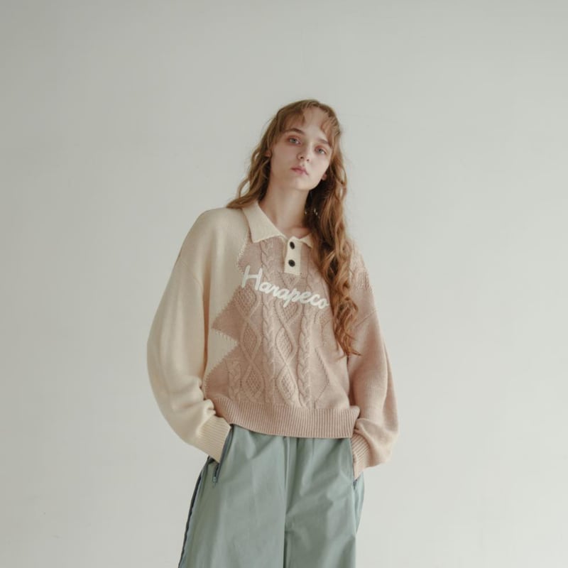 Bicolor Button Knit - ベージュ | harapeco Store
