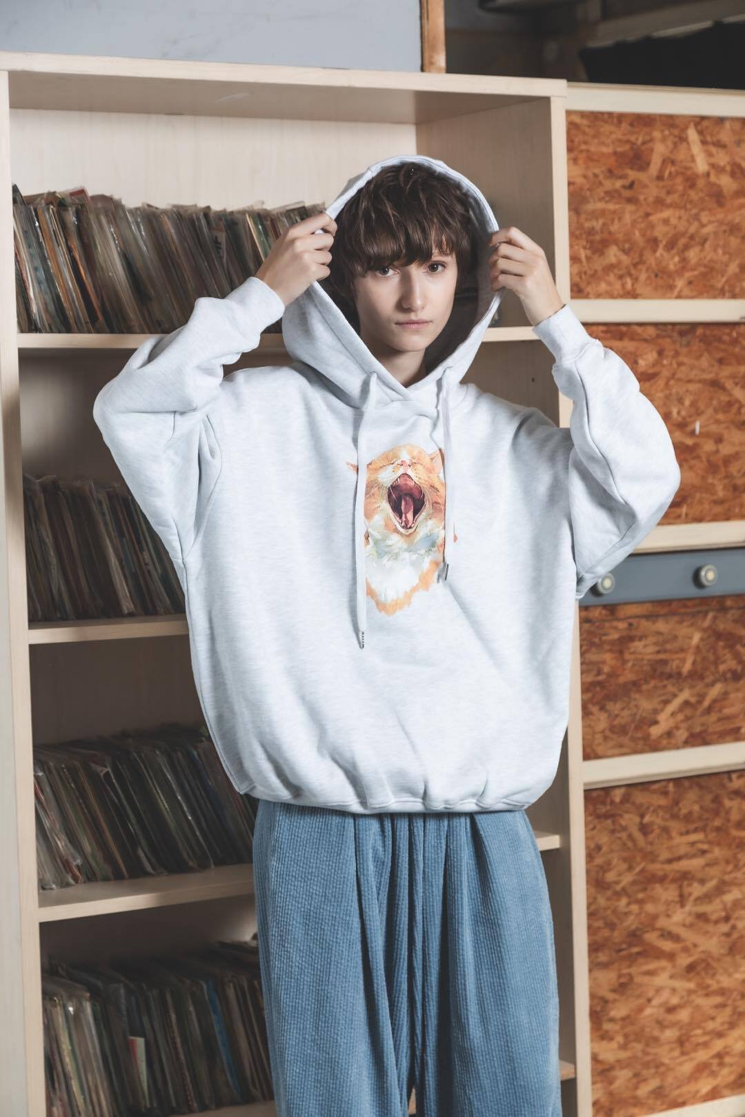 Neko Hoodie(Akubi)-ホワイト | harapeco Store