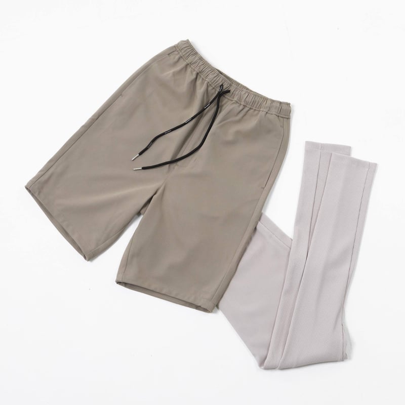ミュージシャン hanapeco Layered Half Pants-Gray Beige L Layered Half Pants-Gray Beige | harapeco Store