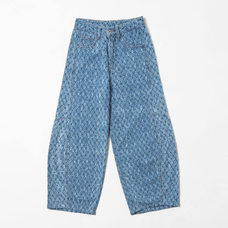Jacquard Barrel Denim Pants - スカイブルー | harapeco