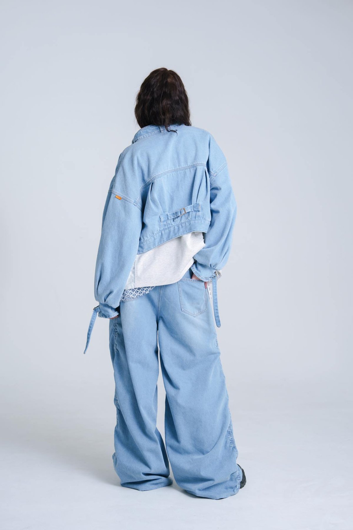 Drape-like Denim Pants - スカイブルー | harapeco Store