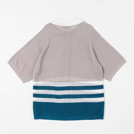 KNIT POLO - グレーベージュ