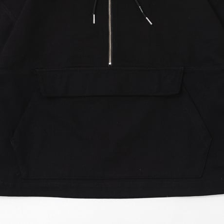 Half Zip Twill Pull over-ブラック