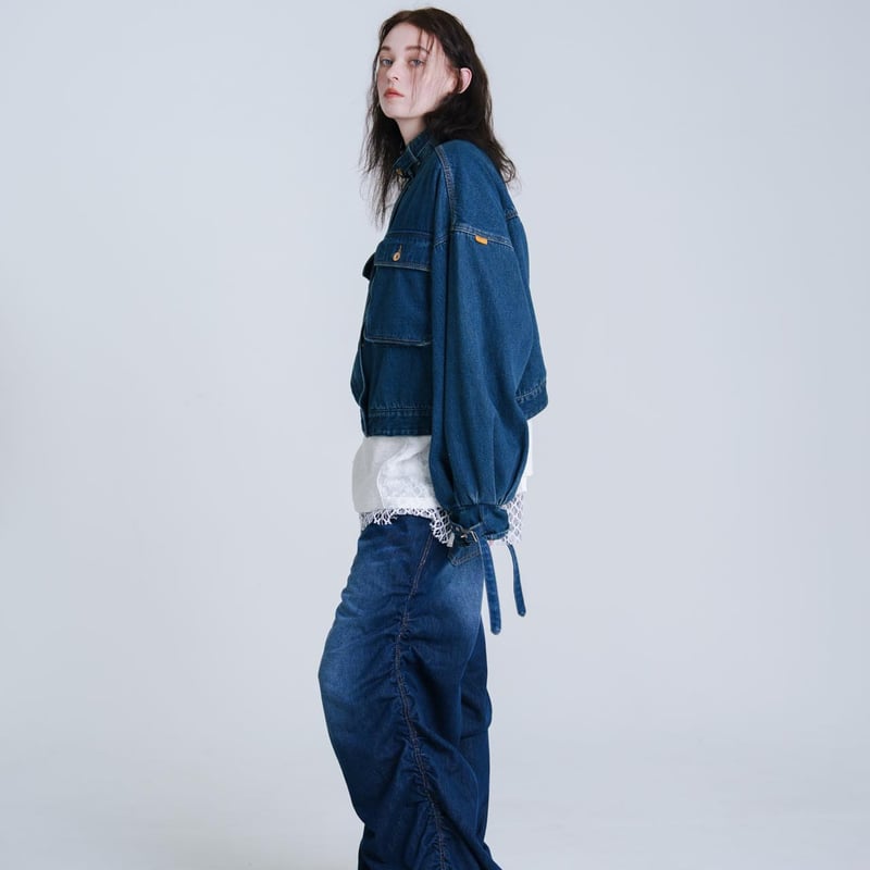 Balloon Arm Denim Jacket - ブルー | harapeco Store
