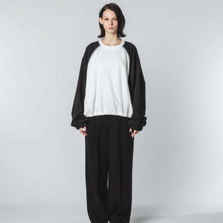 Shirred Flare Tops - ブラック