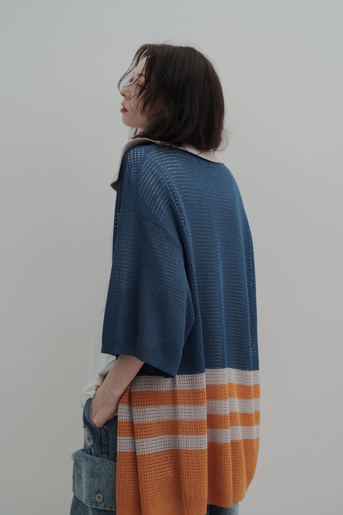 KNIT POLO - ブルー | harapeco Store