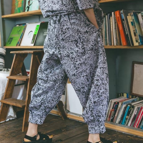 Jacquard Tapered Pants-ブラック
