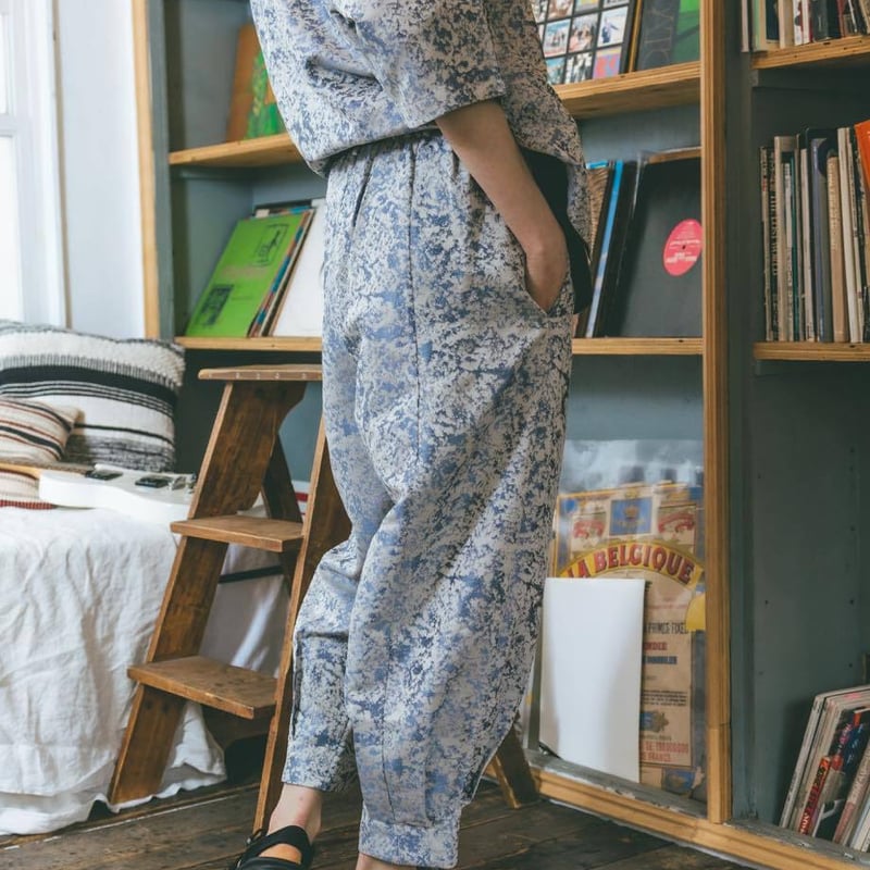 Jacquard Tapered Pants-ブルー | harapeco Store