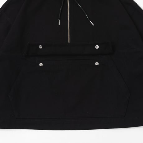 Half Zip Twill Pull over-ブラック