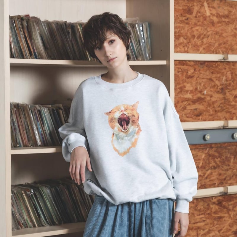 Neko Sweat(Akubi)-ホワイト | harapeco Store