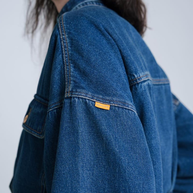 Balloon Arm Denim Jacket - ブルー | harapeco Store