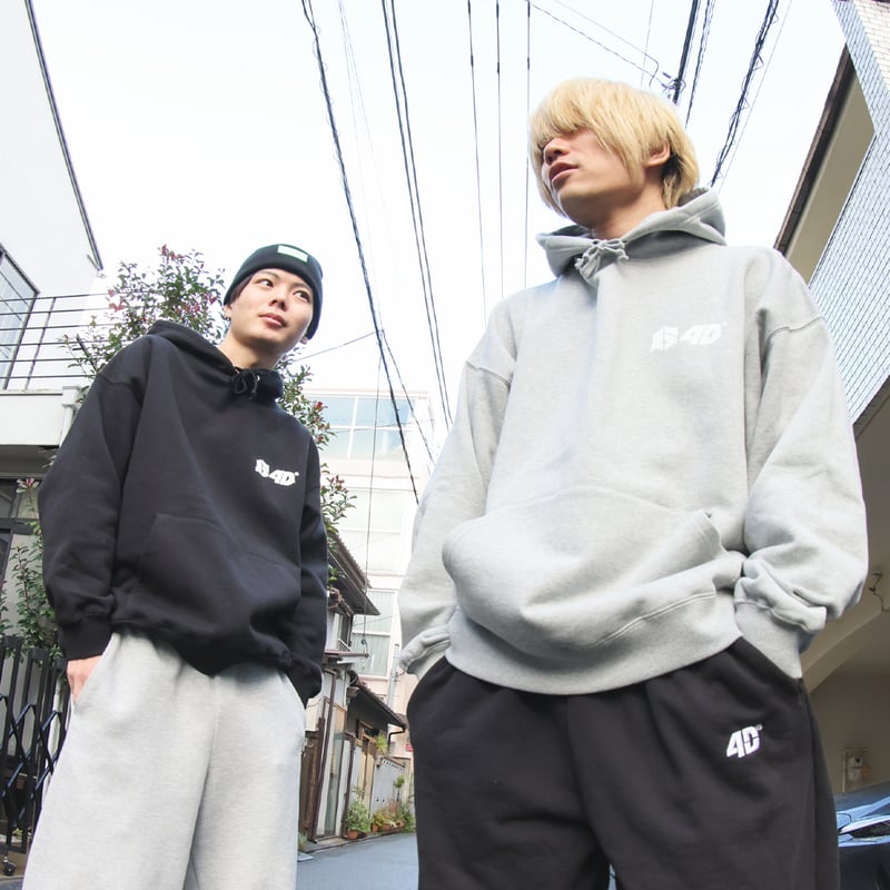 FOUR DOTS グレー パーカー 4Dロゴ　キャンバー　BADHOP 64D® HOODIE | FOUR DOTS®︎
