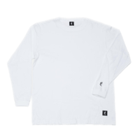 袖ワンポイントロゴ刺繍Tシャツ（長袖）ホワイト
