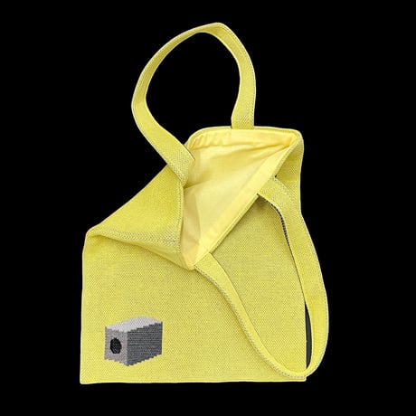 カプセルタワー ニットバッグ（イエロー）/ Capsule Tower Building knit tote bag(Yellow)