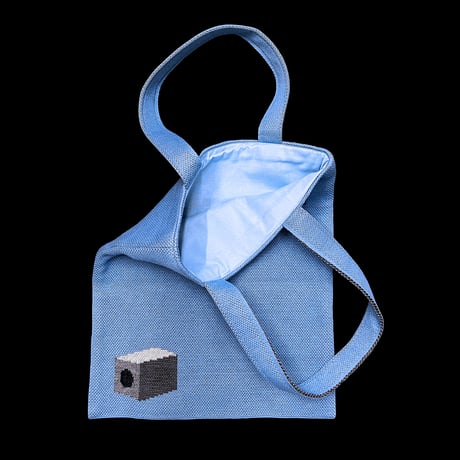 カプセルタワー ニットバッグ（ブルー）/ Capsule Tower Building knit tote bag(Blue)