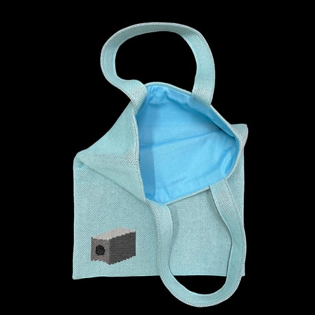 カプセルタワー ニットバッグ（ミントブルー）/ Capsule Tower Building knit tote bag(Mint blue)
